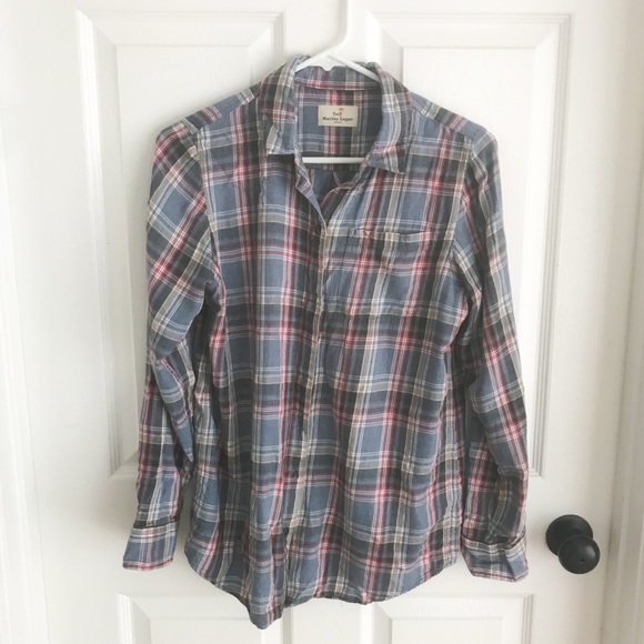 Marine Layer Blue Plaid Flannel Shirt - Picture 1 of 1
